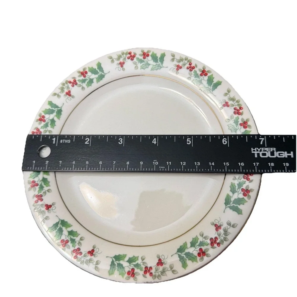 Gibson Holly Berries Bread Dessert Plates Set of 4 Christmas Holiday‎ China 7